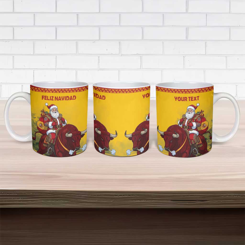 Personalized Spain Christmas Ceramic Mug Santa Riding Red Bull Feliz Navidad - Wonder Print Shop