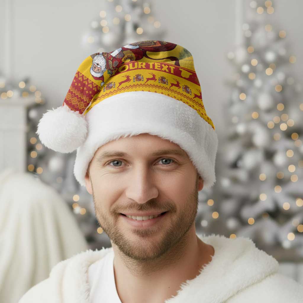 Personalized Spain Christmas Santa Hat Santa Riding Red Bull Feliz Navidad - Wonder Print Shop