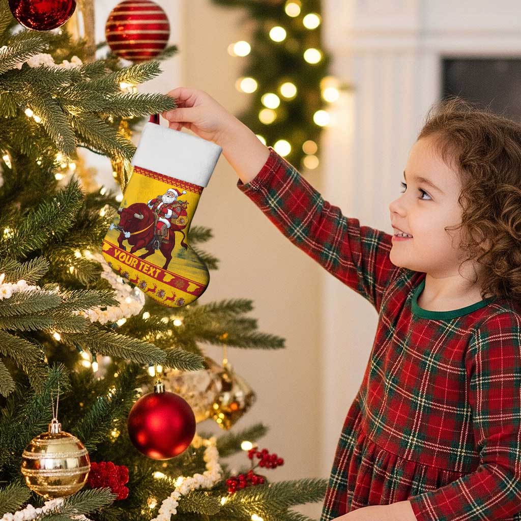 Personalized Spain Christmas Stocking Santa Riding Red Bull Feliz Navidad - Wonder Print Shop