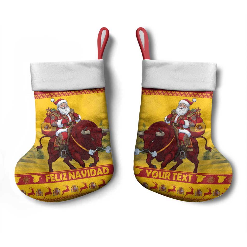 Personalized Spain Christmas Stocking Santa Riding Red Bull Feliz Navidad - Wonder Print Shop