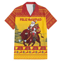 Personalized Spain Christmas Family Matching Mermaid Dress and Hawaiian Shirt Santa Riding Red Bull Feliz Navidad - Wonder Print Shop
