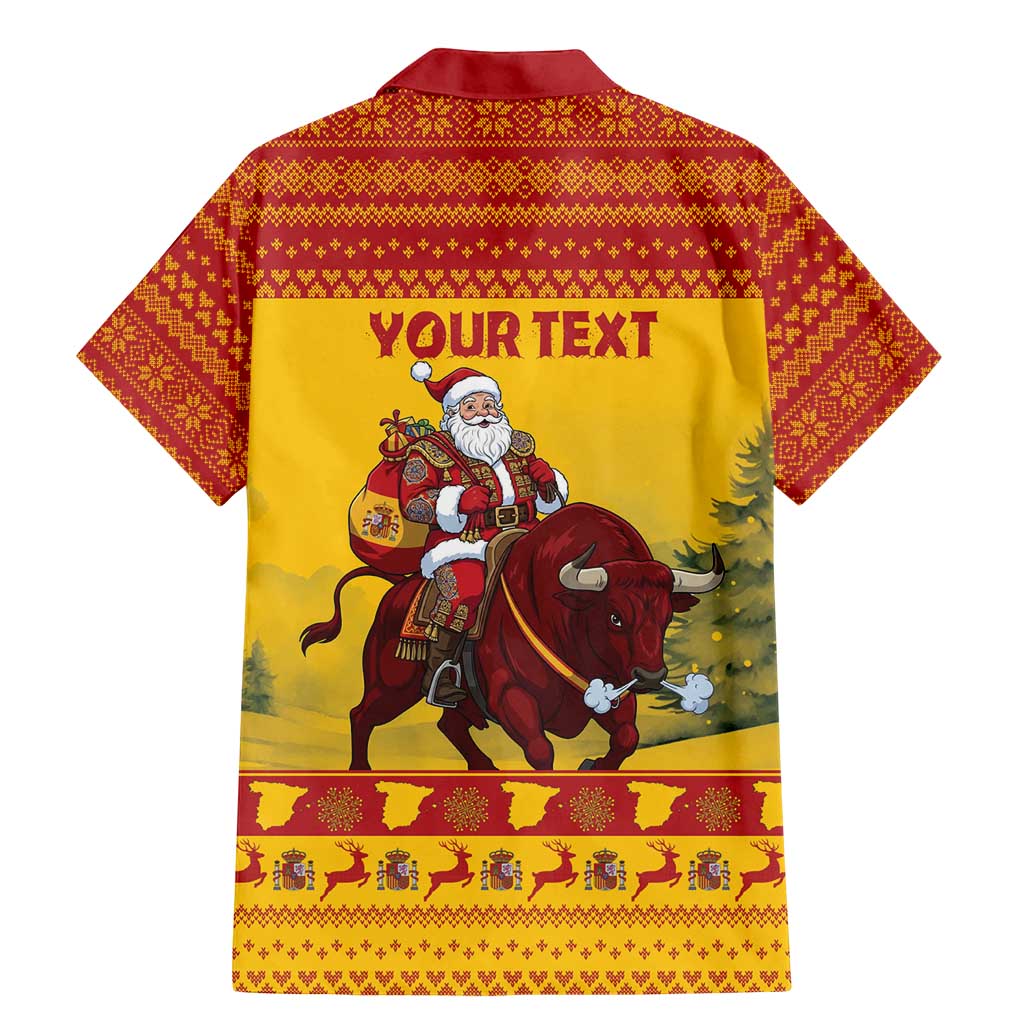 Personalized Spain Christmas Family Matching Mermaid Dress and Hawaiian Shirt Santa Riding Red Bull Feliz Navidad - Wonder Print Shop