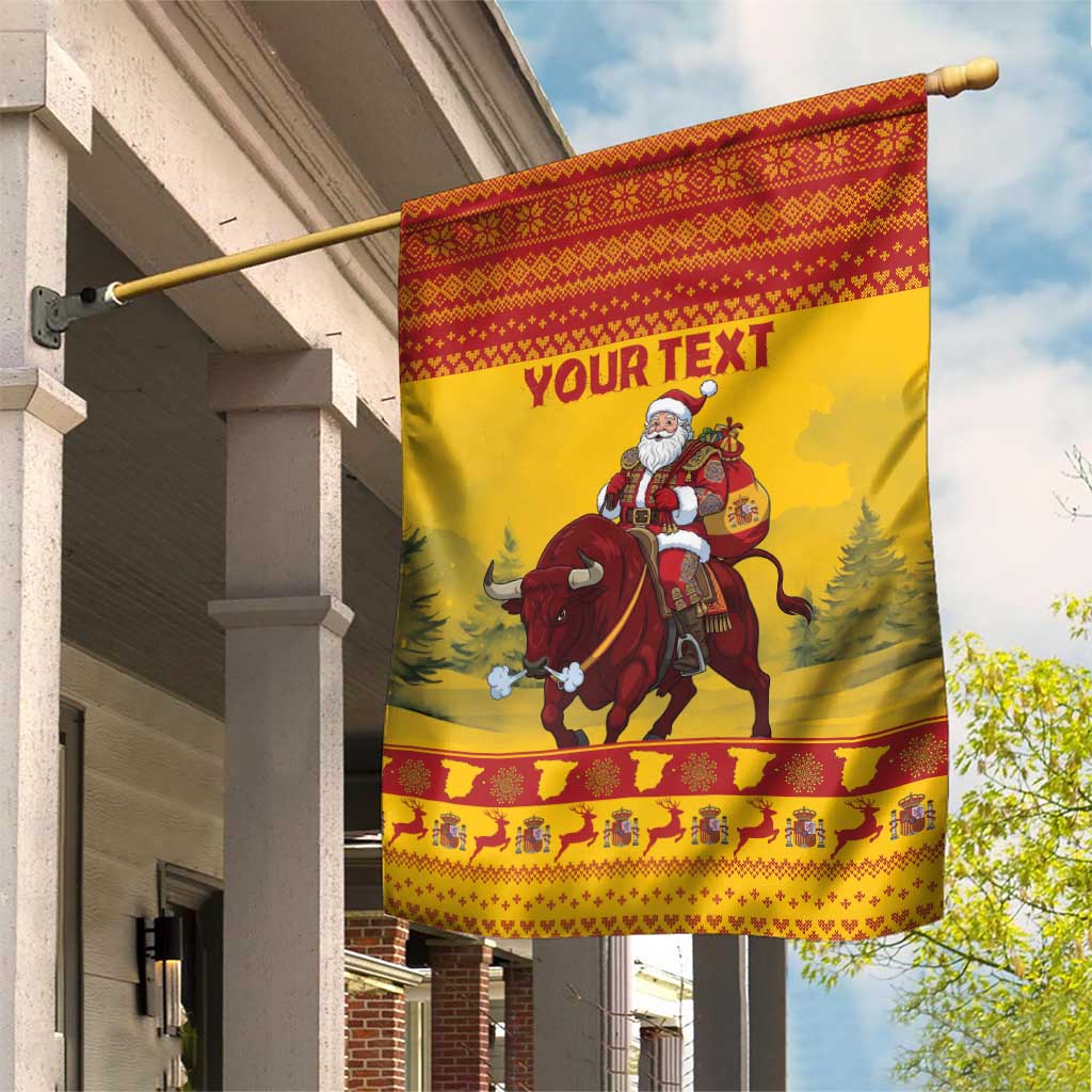 Personalized Spain Christmas Garden Flag Santa Riding Red Bull Feliz Navidad - Wonder Print Shop