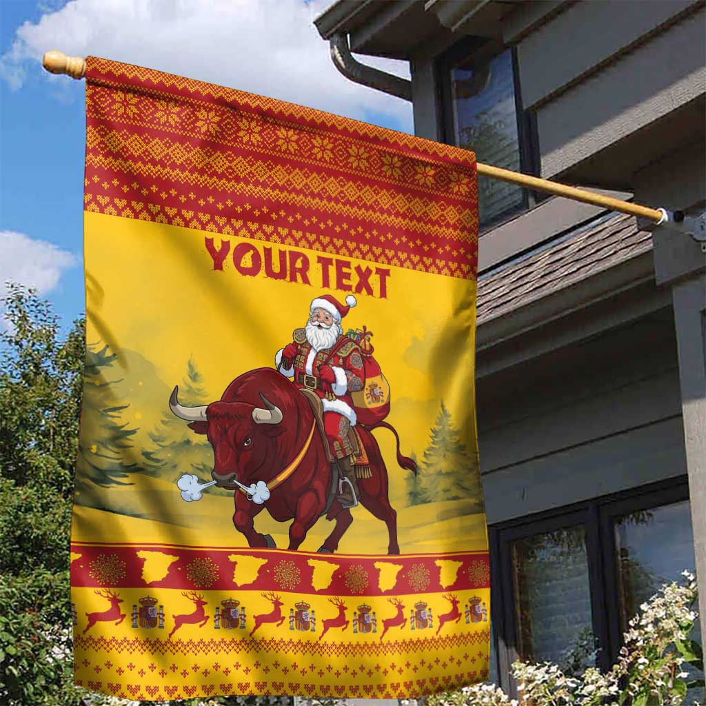 Personalized Spain Christmas Garden Flag Santa Riding Red Bull Feliz Navidad - Wonder Print Shop