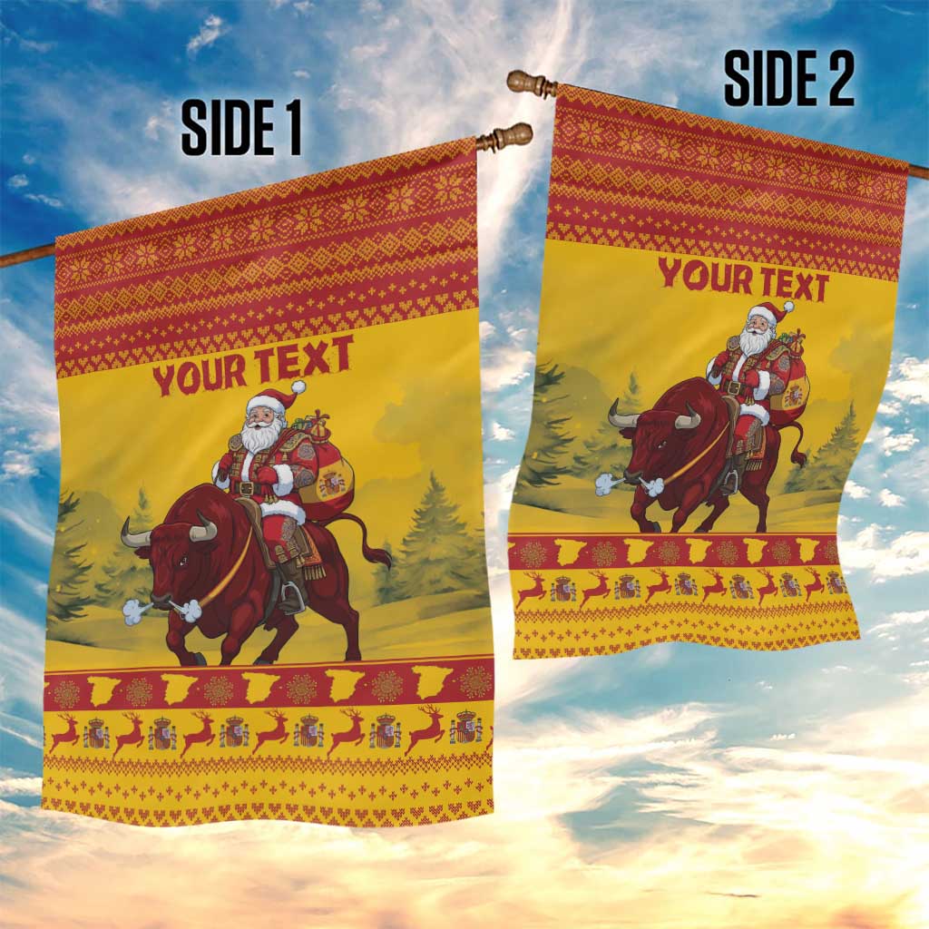 Personalized Spain Christmas Garden Flag Santa Riding Red Bull Feliz Navidad - Wonder Print Shop