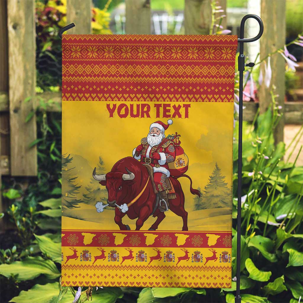 Personalized Spain Christmas Garden Flag Santa Riding Red Bull Feliz Navidad - Wonder Print Shop