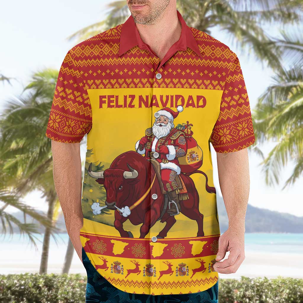 Personalized Spain Christmas Hawaiian Shirt Santa Riding Red Bull Feliz Navidad - Wonder Print Shop