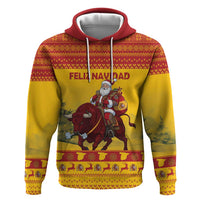 Personalized Spain Christmas Hoodie Santa Riding Red Bull Feliz Navidad - Wonder Print Shop