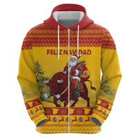 Personalized Spain Christmas Hoodie Santa Riding Red Bull Feliz Navidad - Wonder Print Shop