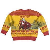 Personalized Spain Christmas Kid Ugly Christmas Sweater Santa Riding Red Bull Feliz Navidad - Wonder Print Shop