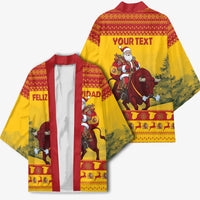 Personalized Spain Christmas Kimono Santa Riding Red Bull Feliz Navidad - Wonder Print Shop
