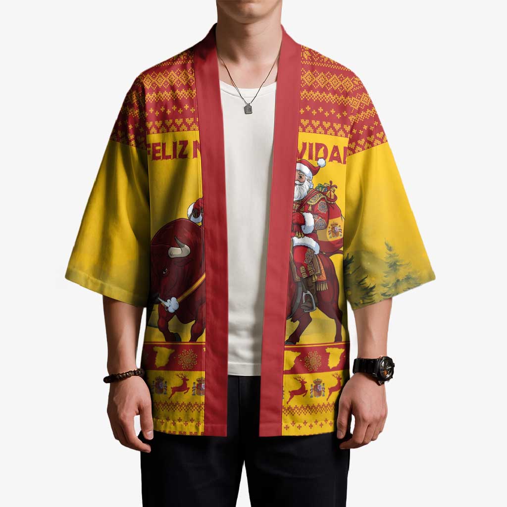 Personalized Spain Christmas Kimono Santa Riding Red Bull Feliz Navidad - Wonder Print Shop