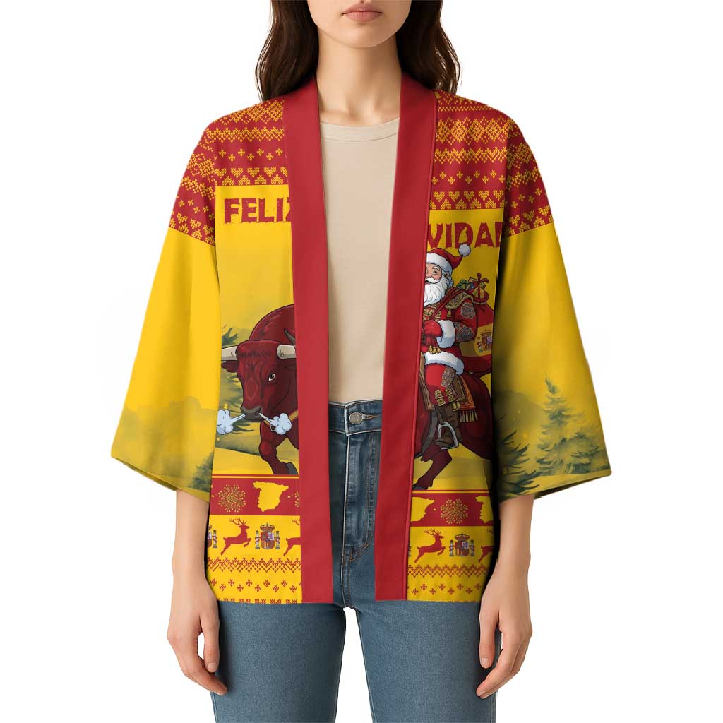 Personalized Spain Christmas Kimono Santa Riding Red Bull Feliz Navidad - Wonder Print Shop