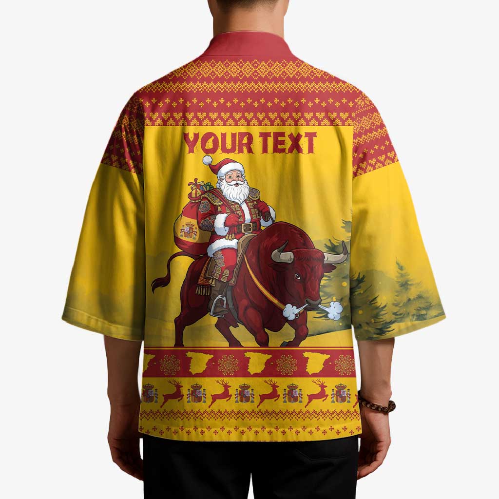 Personalized Spain Christmas Kimono Santa Riding Red Bull Feliz Navidad - Wonder Print Shop