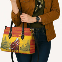 Personalized Spain Christmas Leather Bag Santa Riding Red Bull Feliz Navidad - Wonder Print Shop