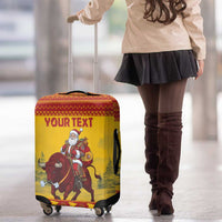 Personalized Spain Christmas Luggage Cover Santa Riding Red Bull Feliz Navidad - Wonder Print Shop