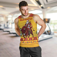 Personalized Spain Christmas Men Tank Top Santa Riding Red Bull Feliz Navidad - Wonder Print Shop