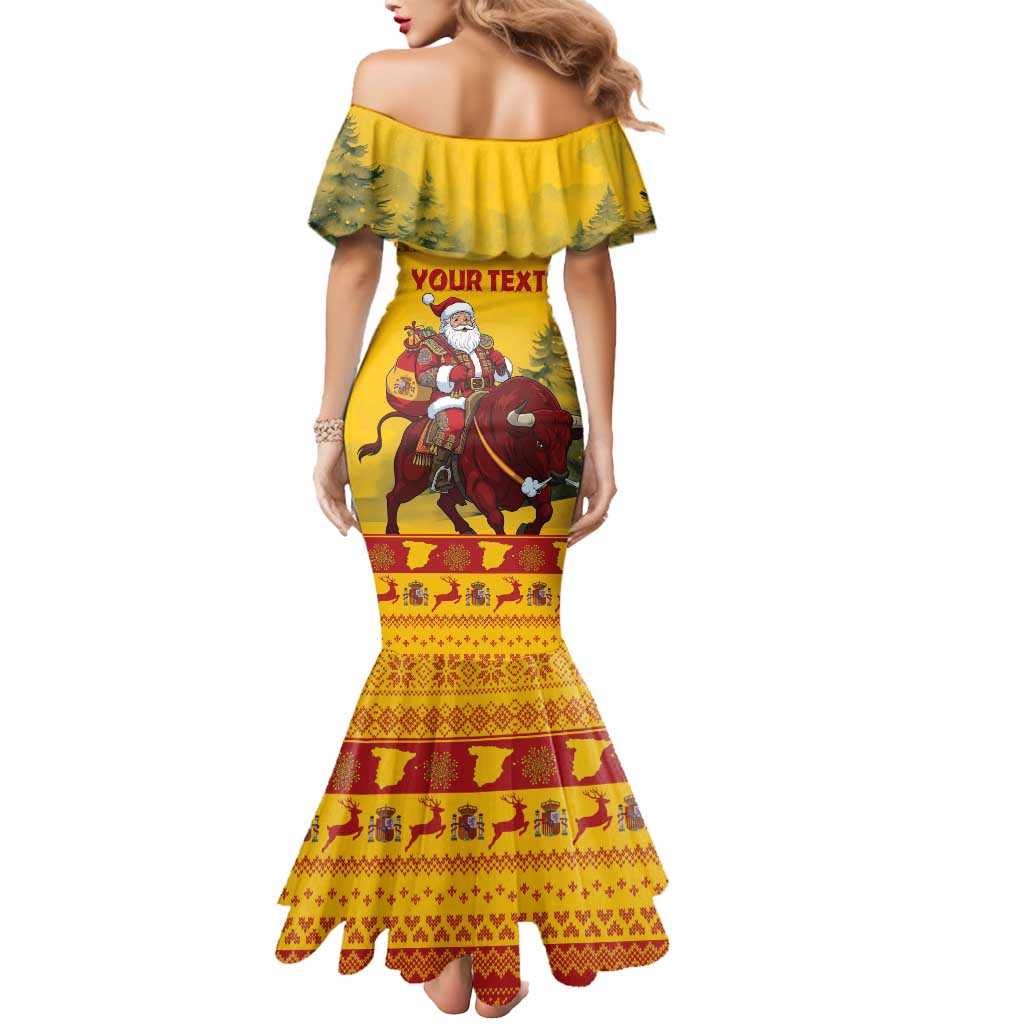Personalized Spain Christmas Mermaid Dress Santa Riding Red Bull Feliz Navidad - Wonder Print Shop