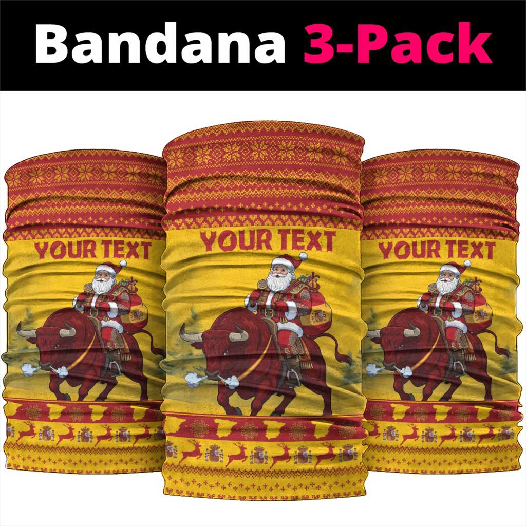 Personalized Spain Christmas Neck Gaiter Santa Riding Red Bull Feliz Navidad - Wonder Print Shop