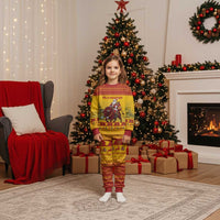 Personalized Spain Christmas Pajama Set Santa Riding Red Bull Feliz Navidad - Wonder Print Shop