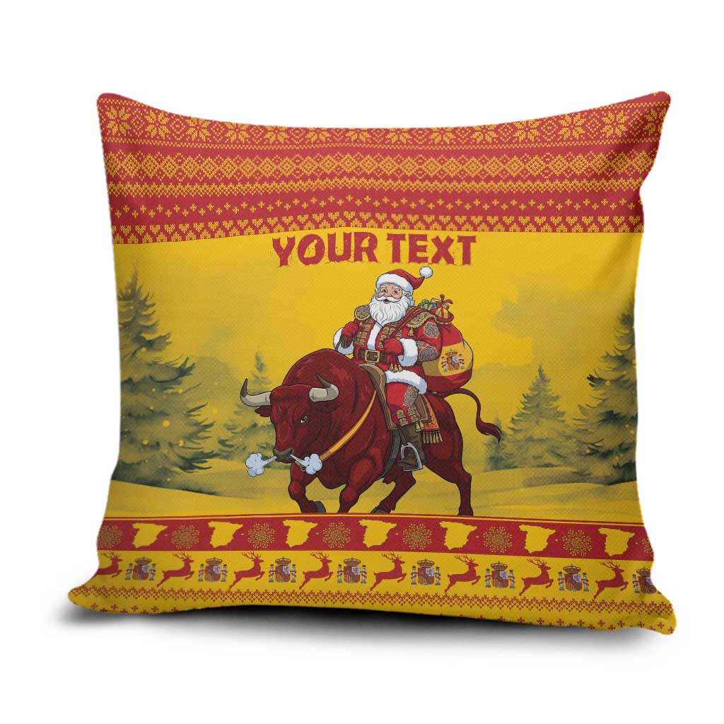 Personalized Spain Christmas Pillow Cover Santa Riding Red Bull Feliz Navidad - Wonder Print Shop