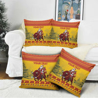 Personalized Spain Christmas Pillow Cover Santa Riding Red Bull Feliz Navidad - Wonder Print Shop