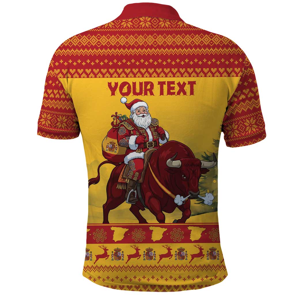 Personalized Spain Christmas Polo Shirt Santa Riding Red Bull Feliz Navidad - Wonder Print Shop