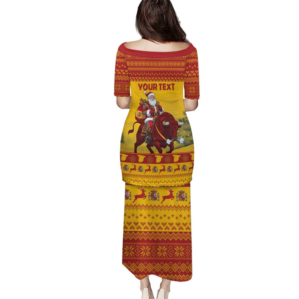Personalized Spain Christmas Puletasi Santa Riding Red Bull Feliz Navidad - Wonder Print Shop