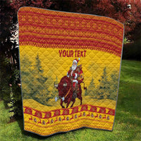 Personalized Spain Christmas Quilt Santa Riding Red Bull Feliz Navidad - Wonder Print Shop