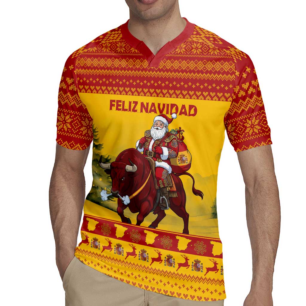 Personalized Spain Christmas Rugby Jersey Santa Riding Red Bull Feliz Navidad - Wonder Print Shop