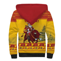 Personalized Spain Christmas Sherpa Hoodie Santa Riding Red Bull Feliz Navidad - Wonder Print Shop