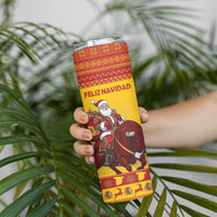 Personalized Spain Christmas Skinny Tumbler Santa Riding Red Bull Feliz Navidad - Wonder Print Shop