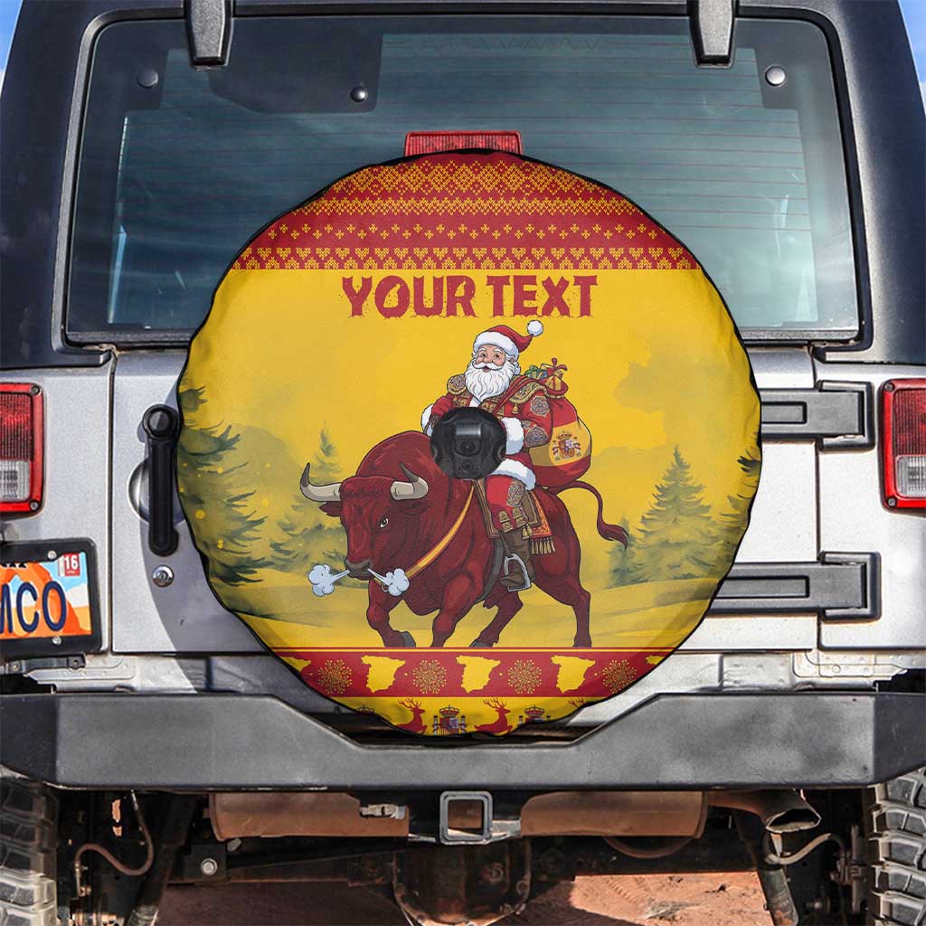 Personalized Spain Christmas Spare Tire Cover Santa Riding Red Bull Feliz Navidad - Wonder Print Shop