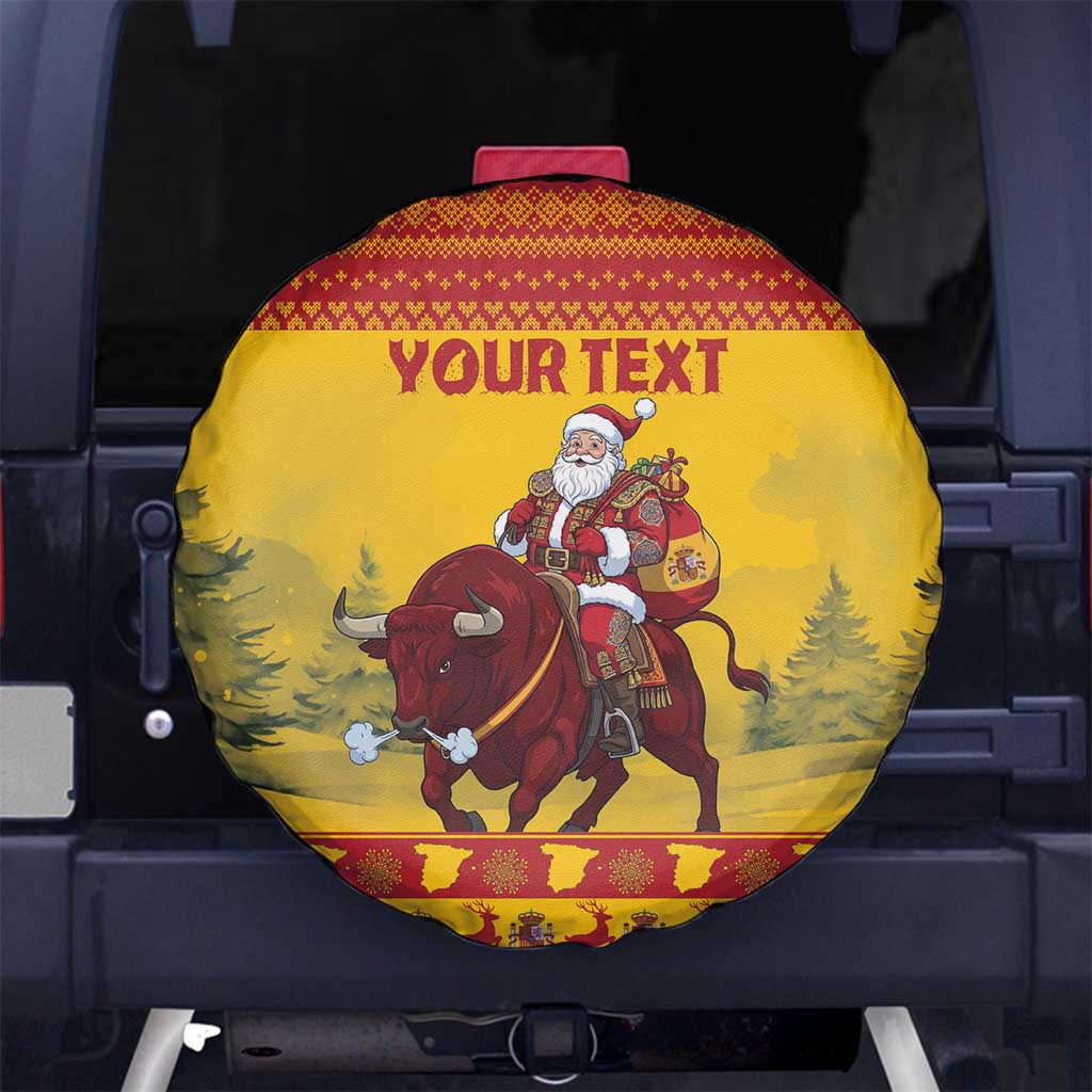 Personalized Spain Christmas Spare Tire Cover Santa Riding Red Bull Feliz Navidad - Wonder Print Shop