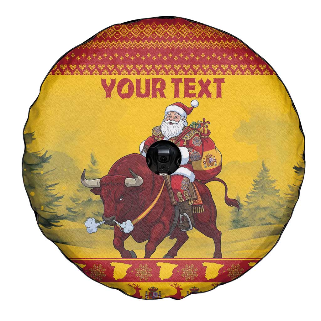 Personalized Spain Christmas Spare Tire Cover Santa Riding Red Bull Feliz Navidad - Wonder Print Shop