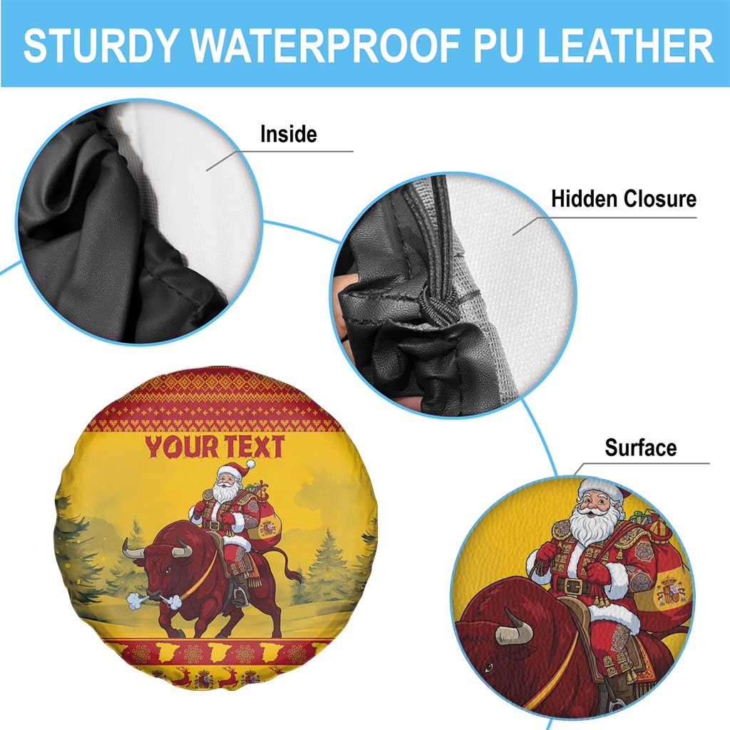 Personalized Spain Christmas Spare Tire Cover Santa Riding Red Bull Feliz Navidad - Wonder Print Shop