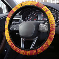 Spain Christmas Steering Wheel Cover Santa Riding Red Bull Feliz Navidad - Wonder Print Shop