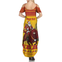Personalized Spain Christmas Summer Maxi Dress Santa Riding Red Bull Feliz Navidad - Wonder Print Shop