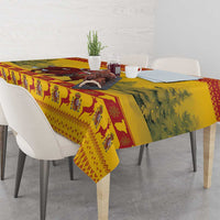 Personalized Spain Christmas Tablecloth Santa Riding Red Bull Feliz Navidad - Wonder Print Shop