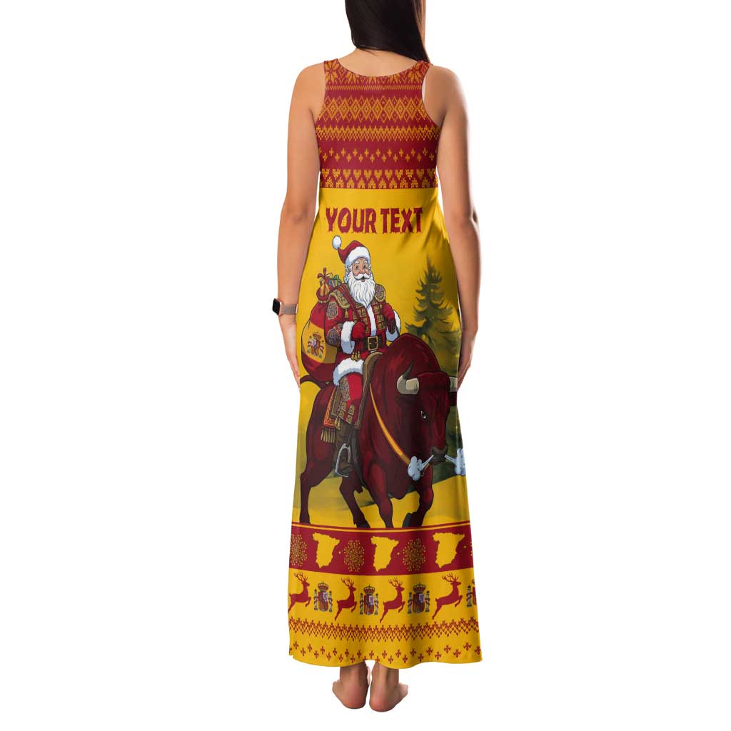 Personalized Spain Christmas Tank Maxi Dress Santa Riding Red Bull Feliz Navidad - Wonder Print Shop