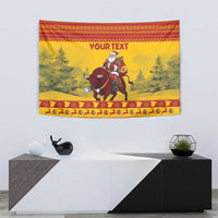 Personalized Spain Christmas Tapestry Santa Riding Red Bull Feliz Navidad - Wonder Print Shop