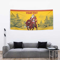 Personalized Spain Christmas Tapestry Santa Riding Red Bull Feliz Navidad - Wonder Print Shop
