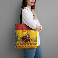 Personalized Spain Christmas Tote Bag Santa Riding Red Bull Feliz Navidad - Wonder Print Shop
