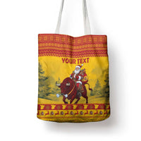 Personalized Spain Christmas Tote Bag Santa Riding Red Bull Feliz Navidad - Wonder Print Shop