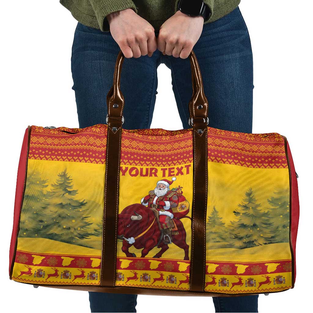 Personalized Spain Christmas Travel Bag Santa Riding Red Bull Feliz Navidad - Wonder Print Shop