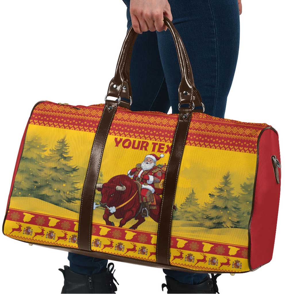 Personalized Spain Christmas Travel Bag Santa Riding Red Bull Feliz Navidad - Wonder Print Shop