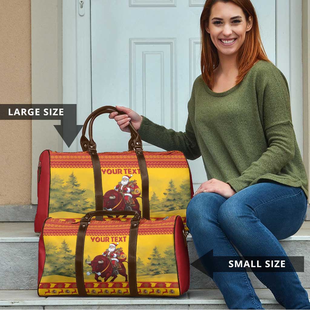 Personalized Spain Christmas Travel Bag Santa Riding Red Bull Feliz Navidad - Wonder Print Shop