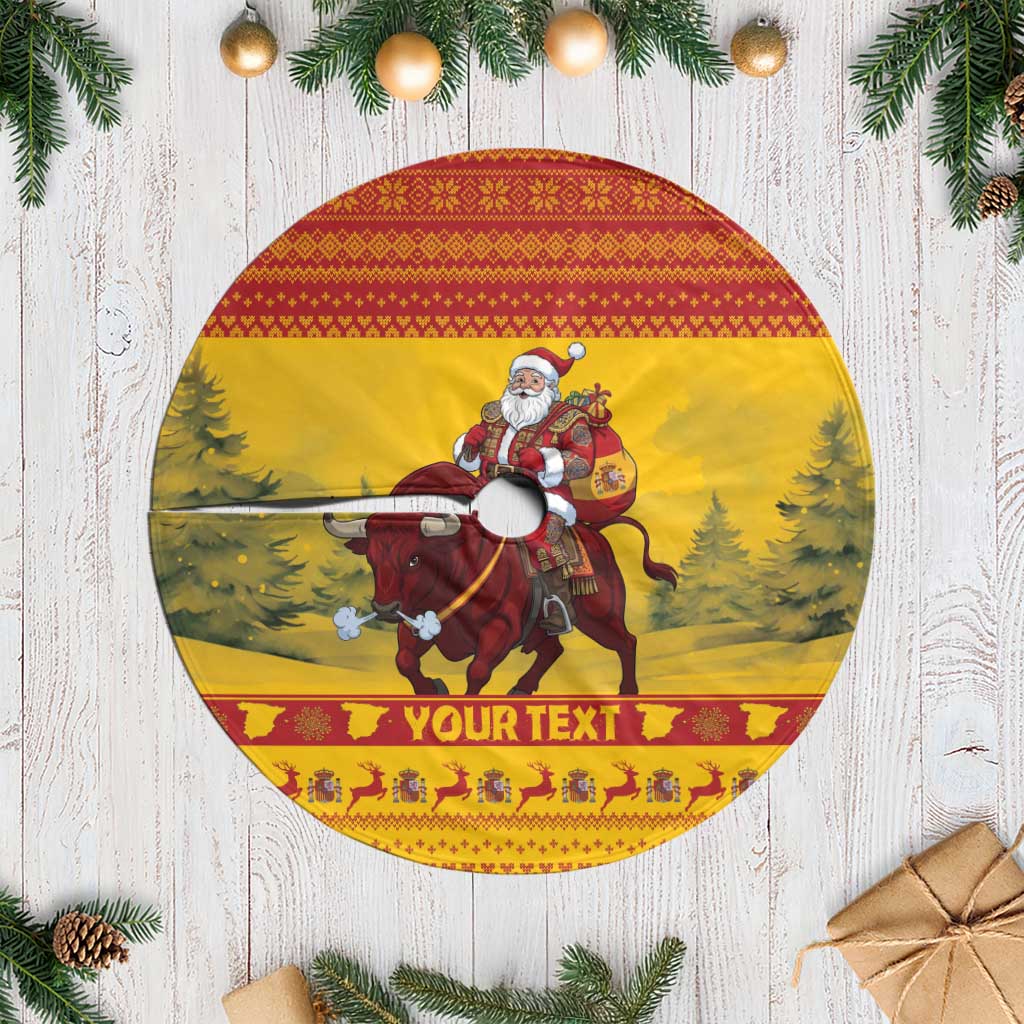Spain Christmas Tree Skirt Santa Riding Red Bull Feliz Navidad - Wonder Print Shop