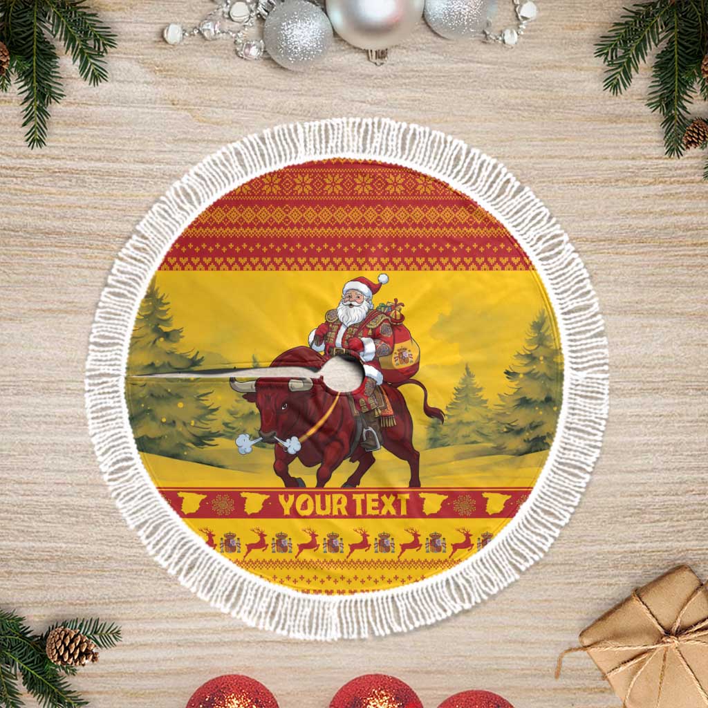 Spain Christmas Tree Skirt Santa Riding Red Bull Feliz Navidad - Wonder Print Shop