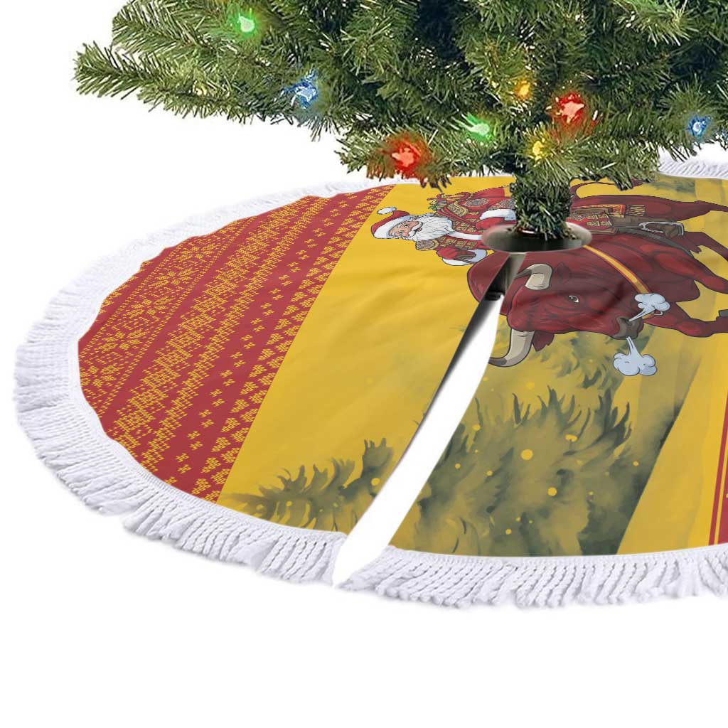 Spain Christmas Tree Skirt Santa Riding Red Bull Feliz Navidad - Wonder Print Shop